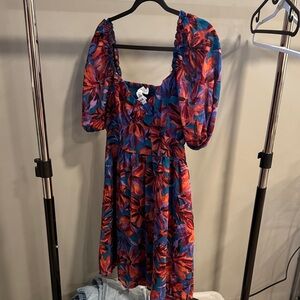Jessica Simpson Floral Mini Dress - Blue and Red